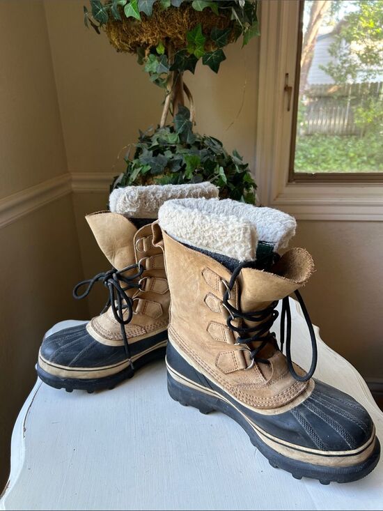 Sorel Caribou Tan and Black Waterproof Winter Lace Boots Men’s Size 7 main image 8